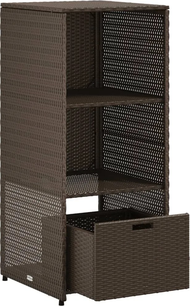 vidaXL barna polyrattan kerti tárolószekrény 50 x 55 x 115 cm