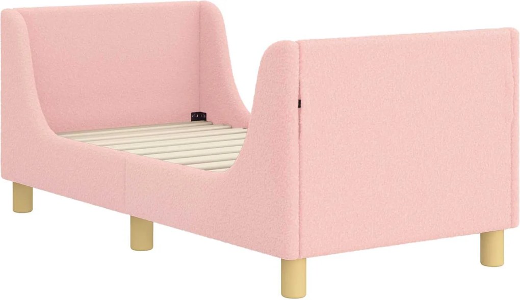 vidaXL Gyerekágy keret fejtámlával Rózsaszín 70 x 140 cm Juh Gyapjú