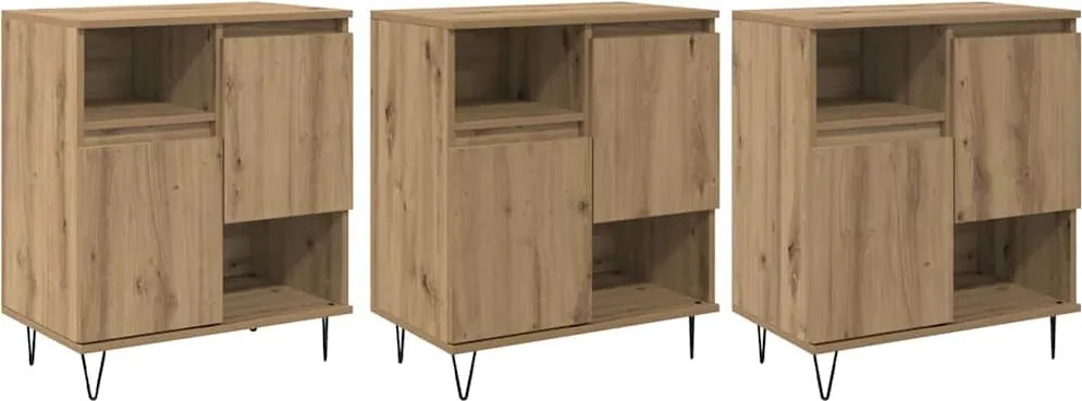 vidaXL Széf 3 pcs Artisan tölgy 60 x 35 x 70 cm