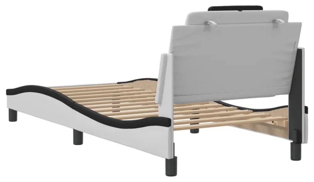 fehér és fekete műbőr ágykeret Viana matrac nélkül 90x190 cm