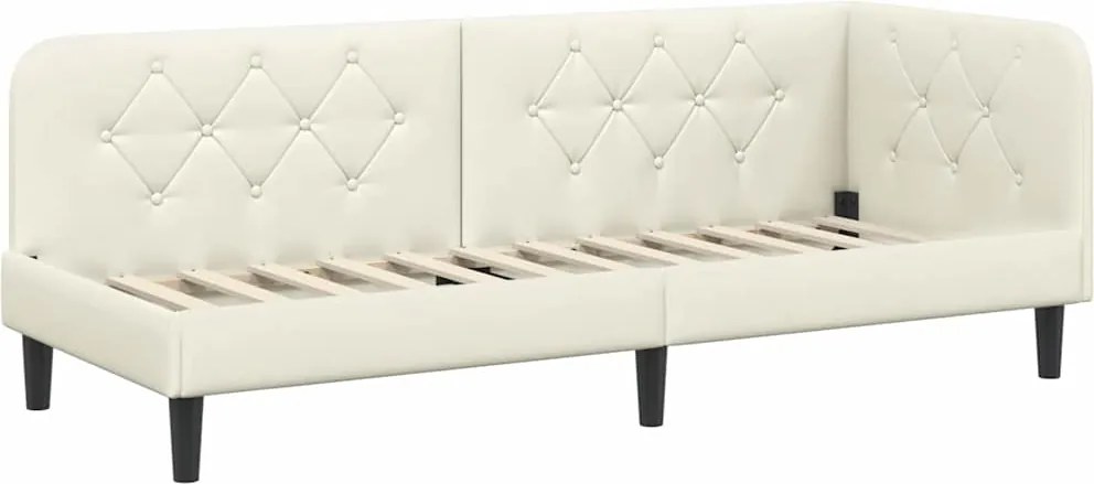 vidaXL Sarokágy keret fejtámlával Krém 80 x 200 cm Bársony