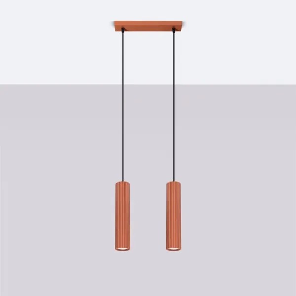 Sollux SL.1631 - Csillár zsinóron KARBON 2xGU10/10W/230V piros