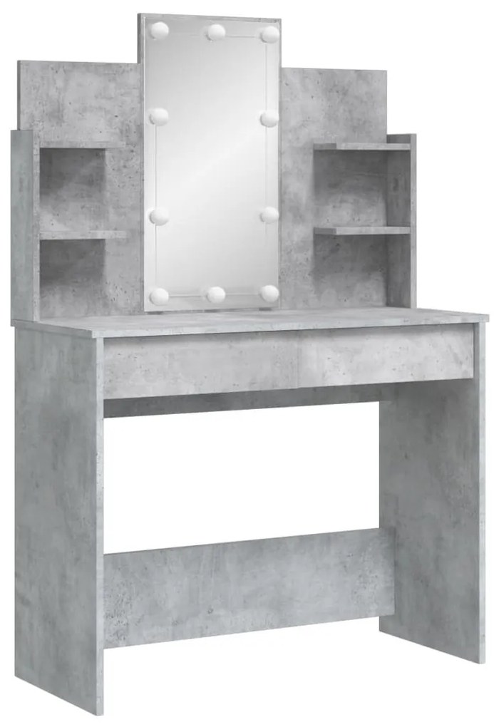 betonszürke fésülködőasztal LED-del 96 x 40 x 142 cm