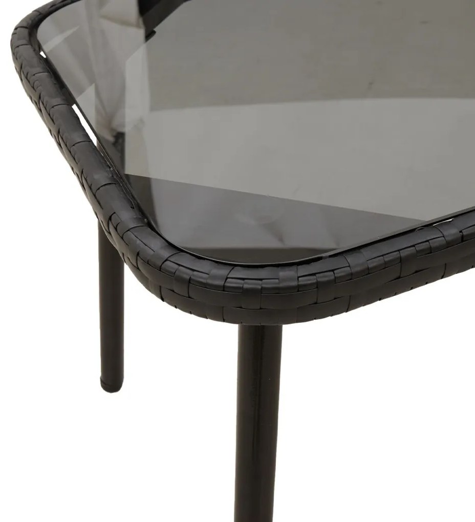 Fekete Dohányzóasztal 90x45x42 cm Polirattan