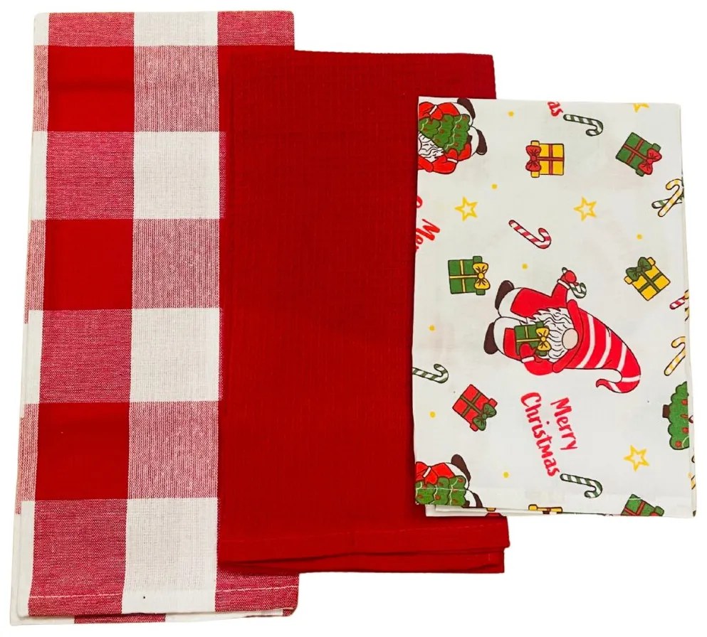 Konyharuhák karácsonyi Christmas piros 45x70cm 3db TiaHome