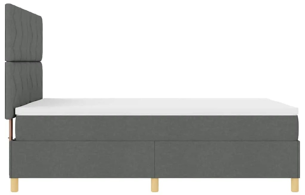 Boxrugós ágy fejtámlával Sötétszürke 140 x 200 cm szövet