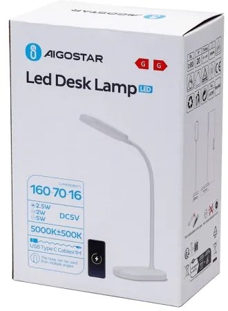 Aigostar - LED Dimmelhető asztali lámpa vezeték nélküli töltéssel LED/2,5W/5V fehér