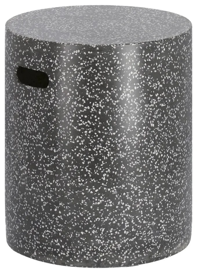 Fekete beton tárolóasztal, ⌀ 35 cm - Kave Home