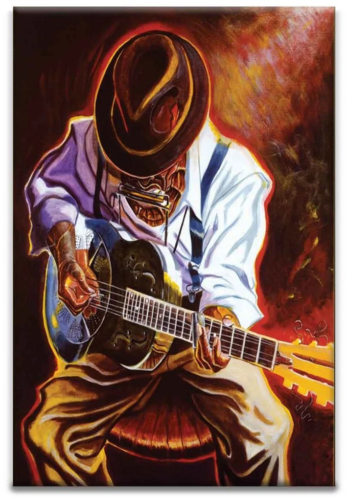 Gitár kerámiakép üvegkép, falikép