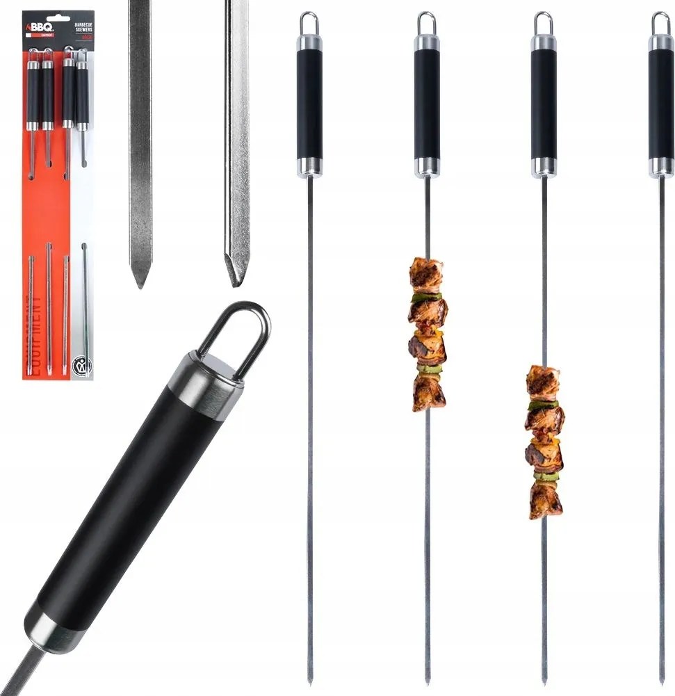 4x Acél nyársak grill nyársak 47 cm