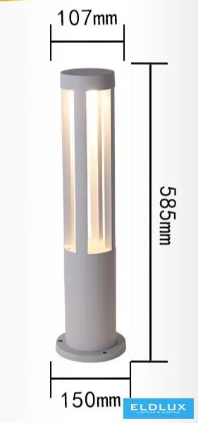 UNIVERSO kerti lámpa COB LED 12w 600lm 3000k IP65 D107/D150×585mm fehér