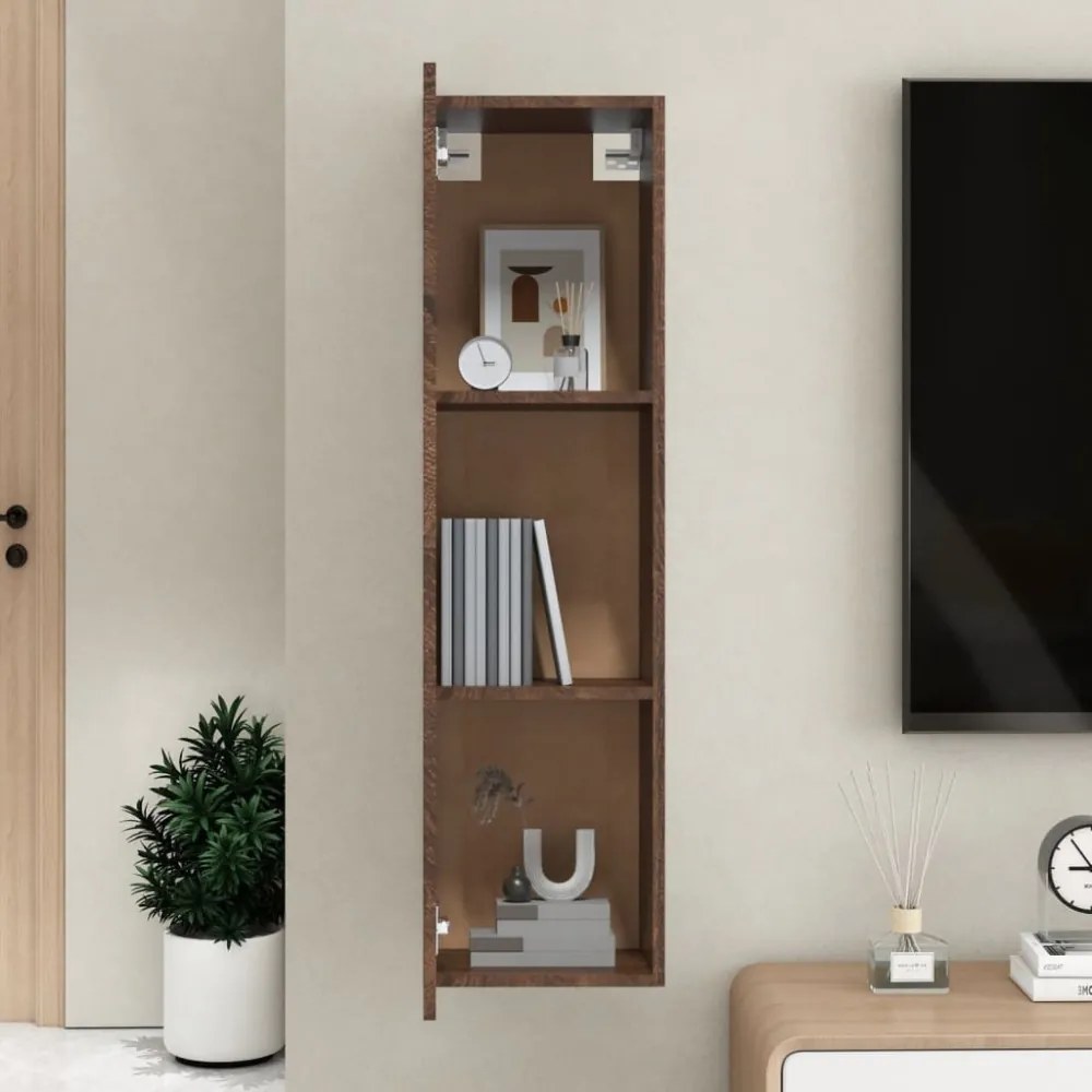 barna tölgy falra szerelhető TV-szekrény 30,5x30x110 cm