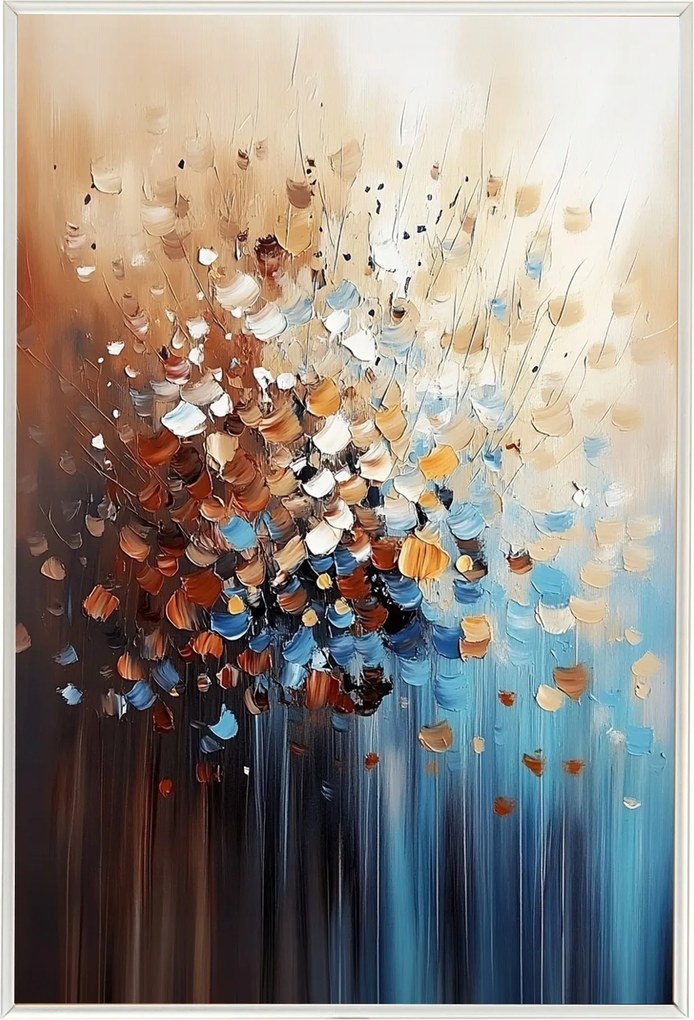 Poszter Keret Alumínium Absztrakt Barna Bézs Türkiz Glett Impasto 40x60