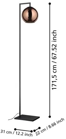 Eglo 390253 - Állólámpa CORDOBA 1xE27/40W/230V réz