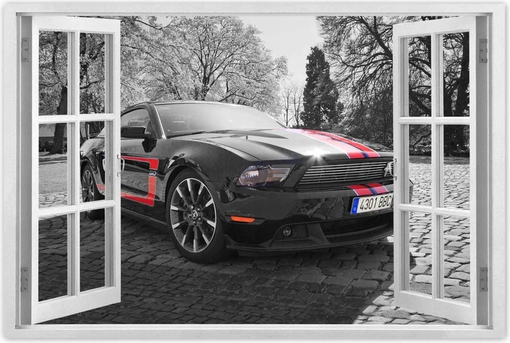Poszter 90x60 Fekete Ford Mustang Usa