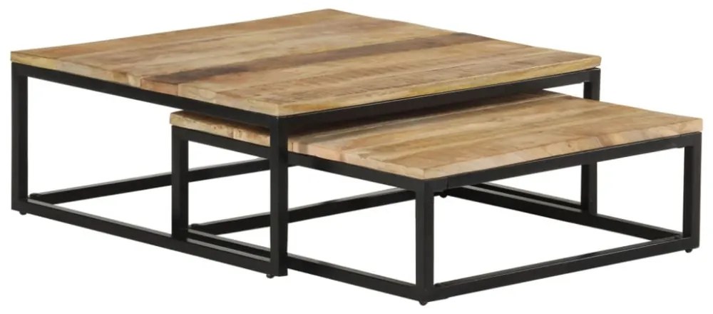 vidaXL 2 db tömör mangófa egymásba helyezhető dohányzóasztal