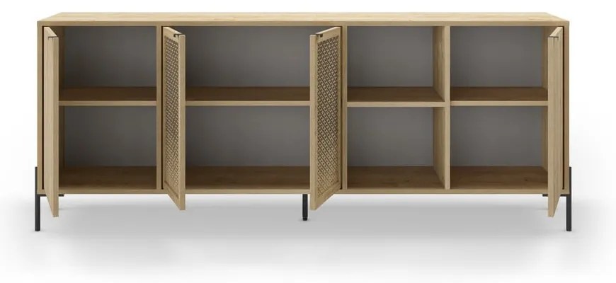 Natúr színű alacsony komód tölgyfa dekorral 200x80 cm Inca – Marckeric