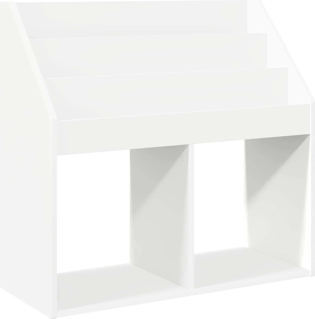 vidaXL Gyerek Könyvespolc tárolóval Fehér 72,5 x 29,5 x 69 cm Faanyag