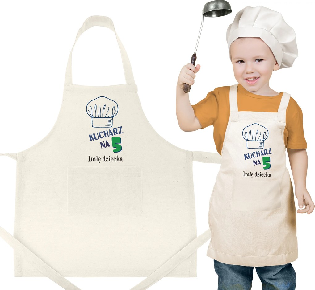 Gyerek Konyhai Kötény Védő Ekrü Személyre Szabható Névvel Pamut
