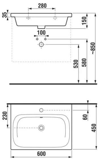 JIKA H8127130001041 - MIO 60x45 cm kerámia falra szerelhető mosdó, fehér