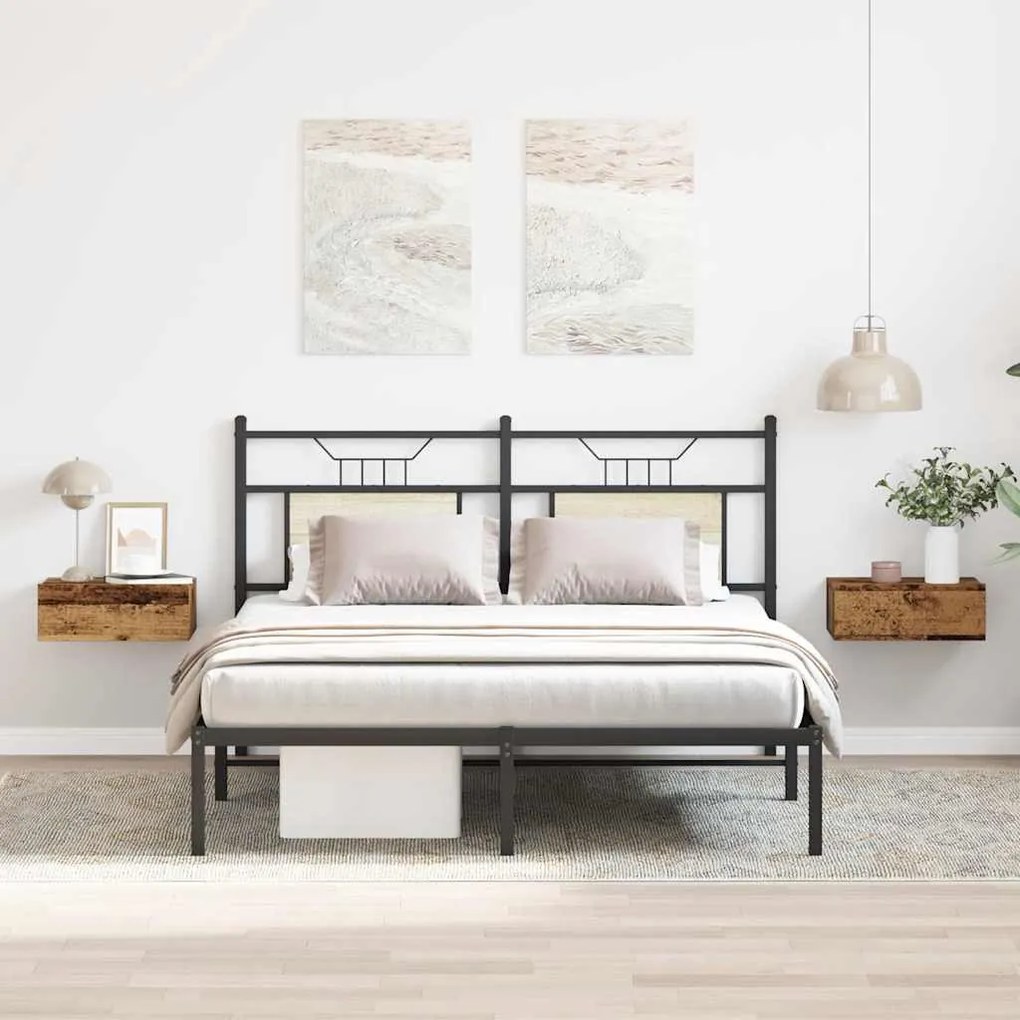 2 db antik fa szerelt fa lebegő éjjeliszekrények 40x32x15 cm
