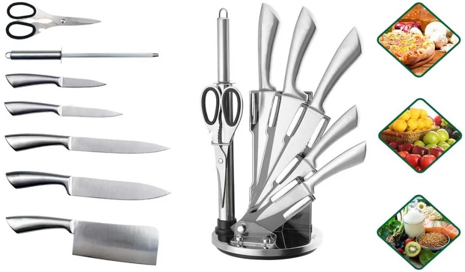 8 db-os késkészlet tartóval