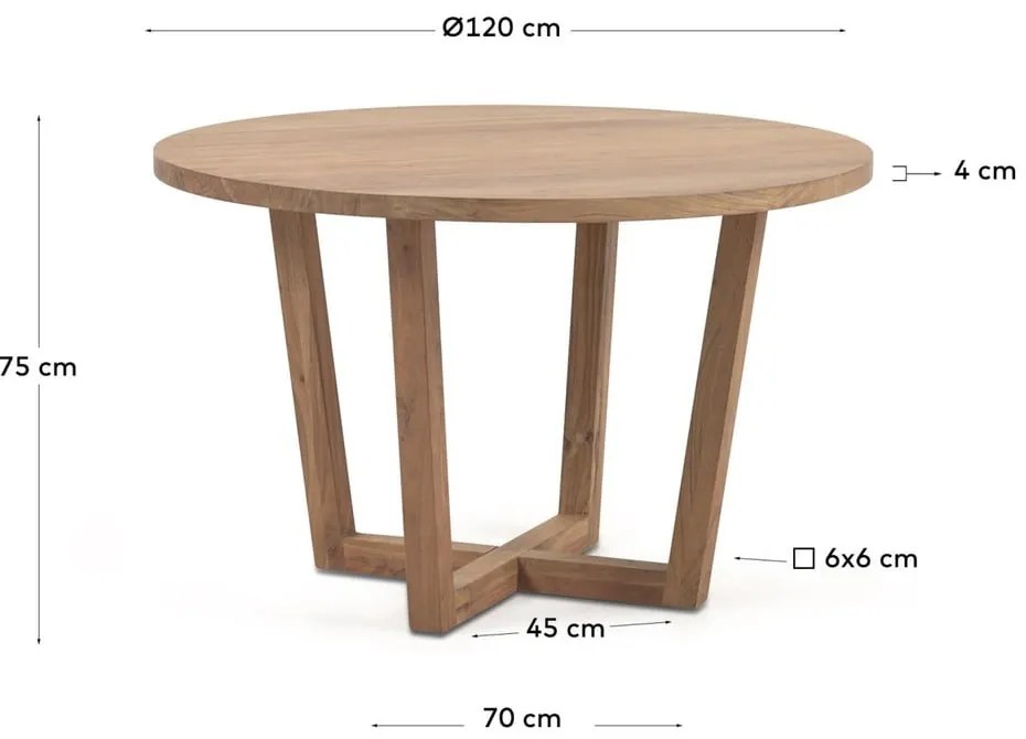 Natúr színű akácfa kerek étkezőasztal ø 120 cm Nahla – Kave Home