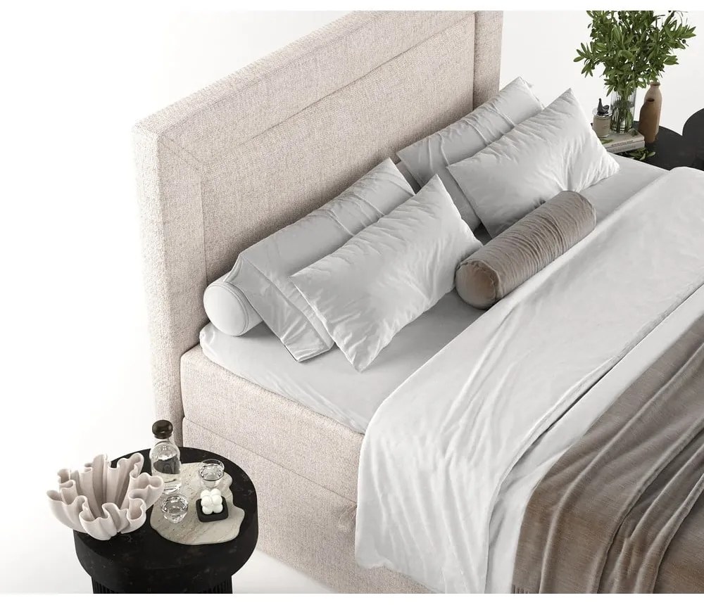 Bézs ágyneműtartós boxspring ágy 140x200 cm Imagine – Maison de Rêve