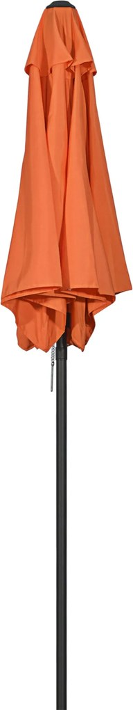 Outsunny Üvegtető Ø196 cm, hatszögletű erkélyernyő, strandernyő, szélálló, stabil piaci ernyő, csigás napernyő, napvédő erkélyre, kertbe, Narancssárga