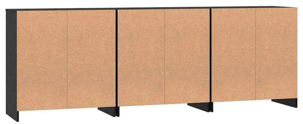 Széf 3 pcs Musta tammi 70 x 41 x 75 cm Faanyag