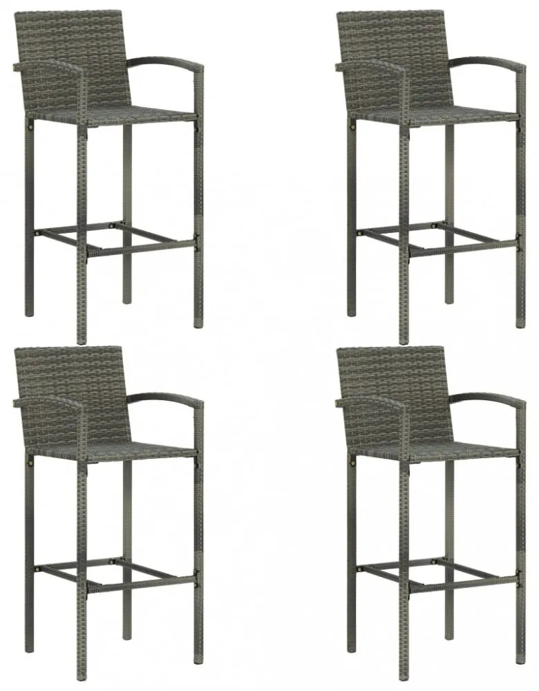 5 darabos szürke polyrattan kerti bárszett