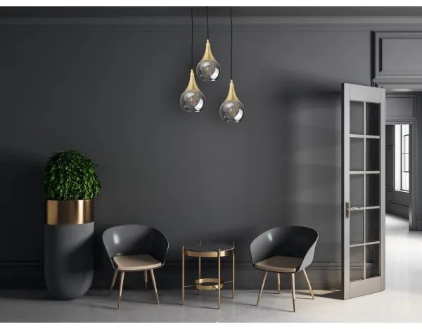 Csillár zsinóron LACRIMA SMOKY 3xE27/60W/230V á. 30 cm