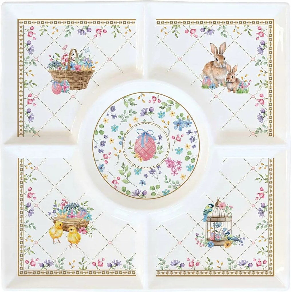 Porcelán patera snack tálca sütemény húsvéti étkészlet