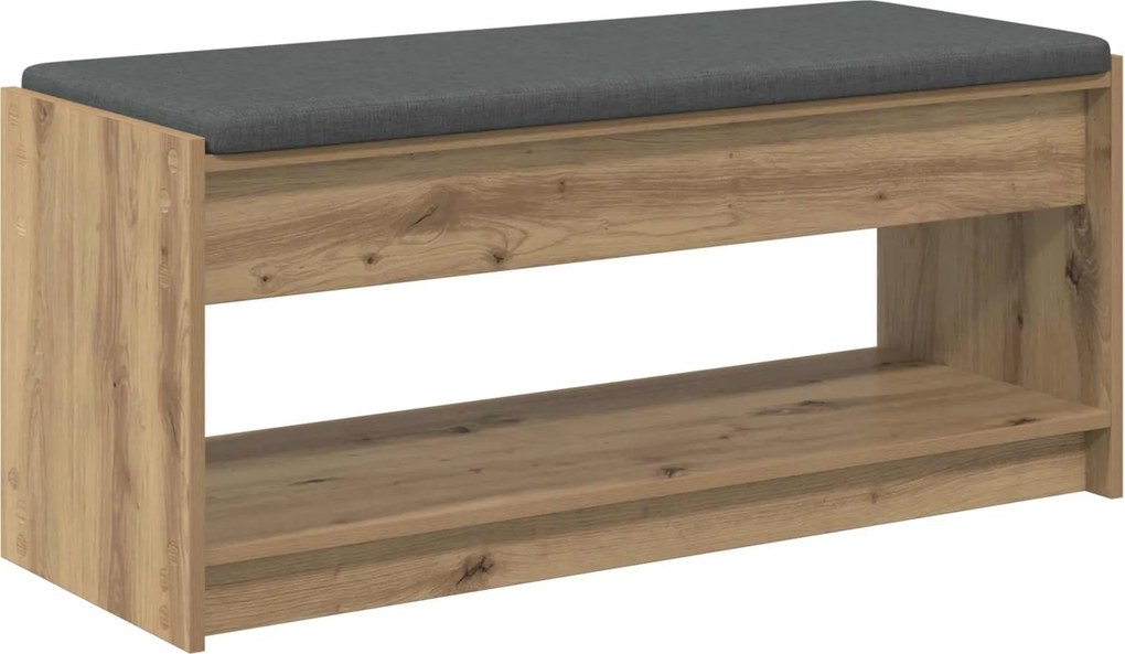 vidaXL Előtér pad Kézműves Tölgy 103 x 38 x 45 cm Műanyag Fa és Szövet