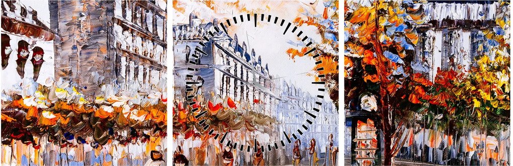 Kép - Városi élet (órával) (90x30 cm)