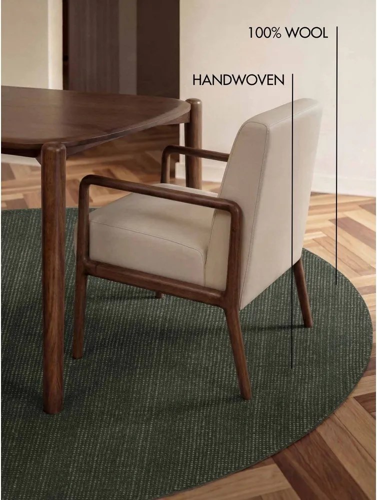 Sötétzöld kézi szövésű gyapjú kerek szőnyeg ø 200 cm Greenwich – Ted Baker