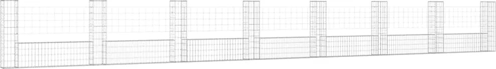 vidaXL U-alakú vas gabionkosár 8 oszloppal 860 x 20 x 100 cm