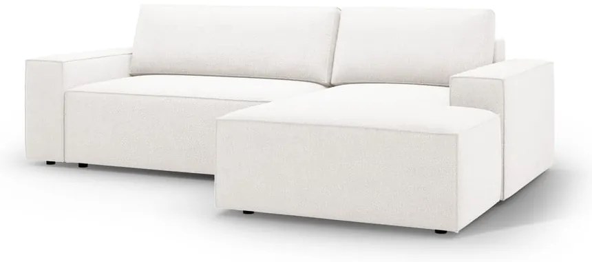 Fehér buklé kinyitható sarokkanapé (jobb oldali) Jodie – Micadoni Home