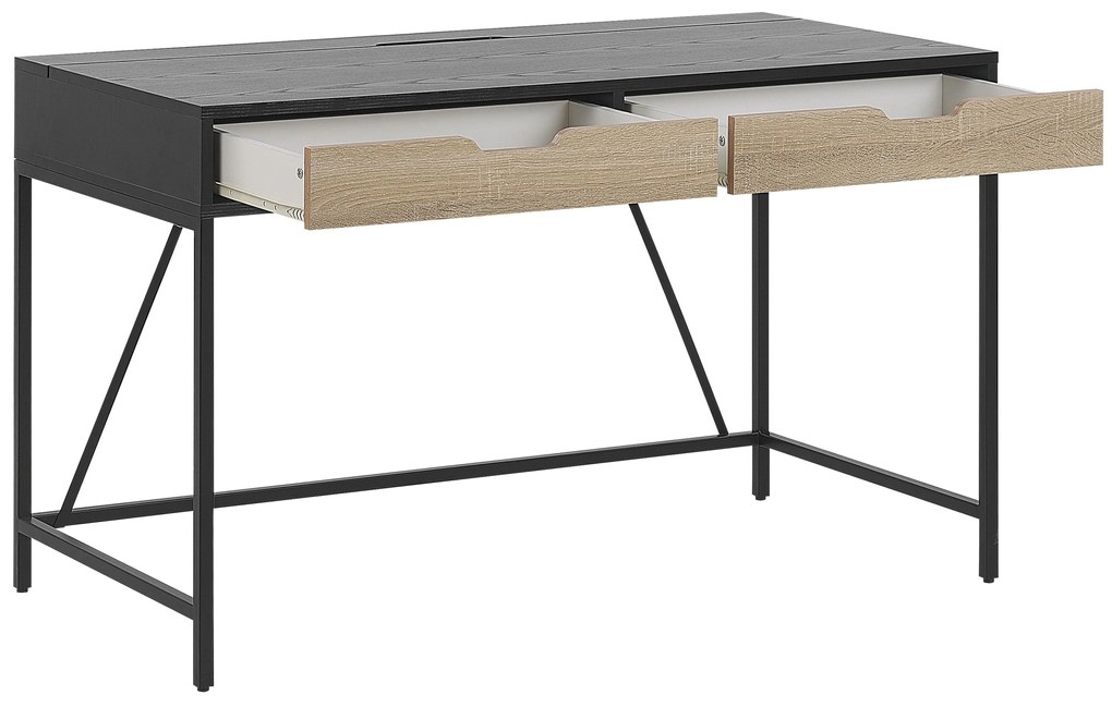 Elegáns Íróasztal Fekete És Világos Fa Színben 120 x 60 cm JENA Beliani