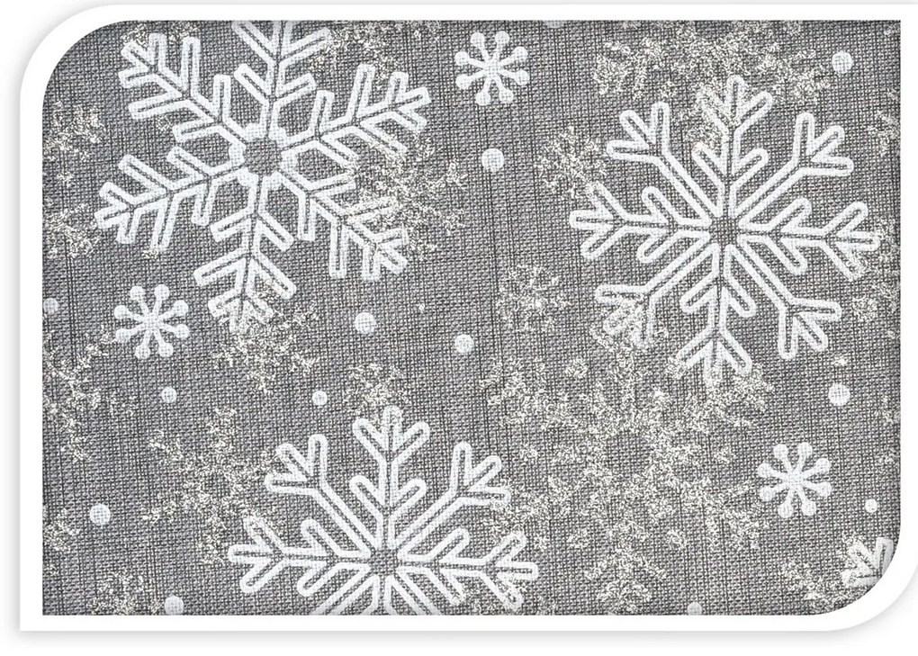 Big snowflakes dekor anyag, szürke, 21 x 250 cm