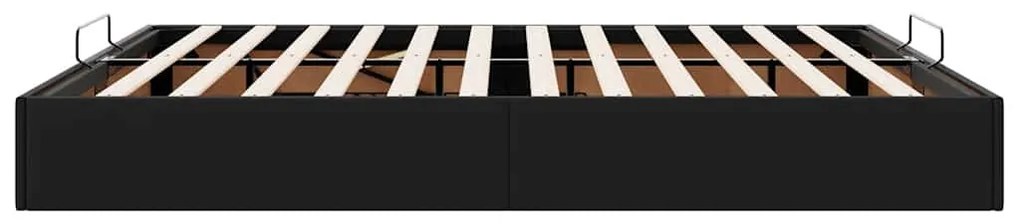 Ottomán ágykeret matrac nélkül fekete 180x200 cm műbőr