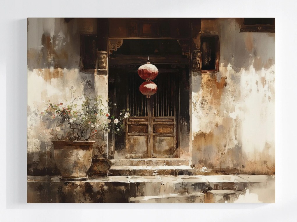 Vászonkép Canvas Építészet Kína Ázsia Ház Ajtó Lámpa 100x75