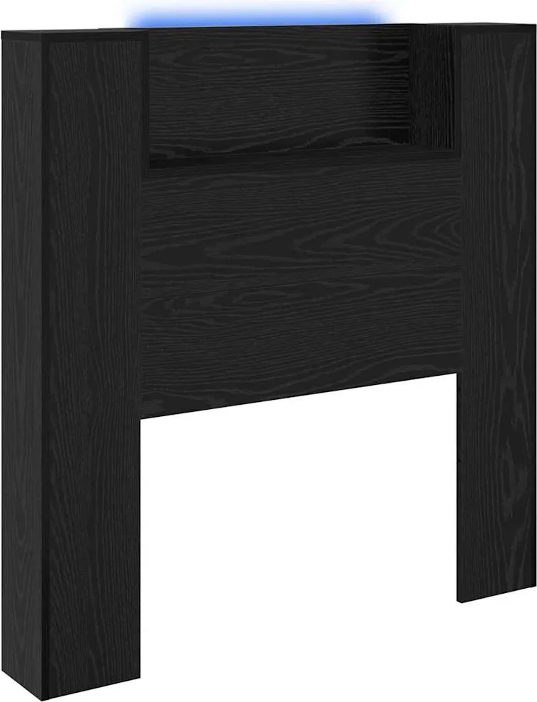 vidaXL Fejtámla polcokkal Fekete tölgy 100 x 15 x 103,5 cm Faanyag