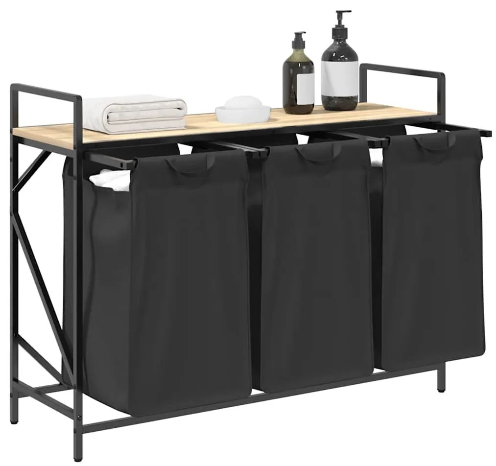 sonoma tölgy mosodai kosár 3 rekeszes polccal
