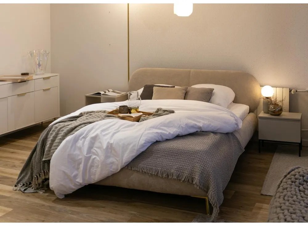Franciaágy 180 cm Octave 180B (ágyráccsal) (bézs + arany). Akció -15%. 1099935