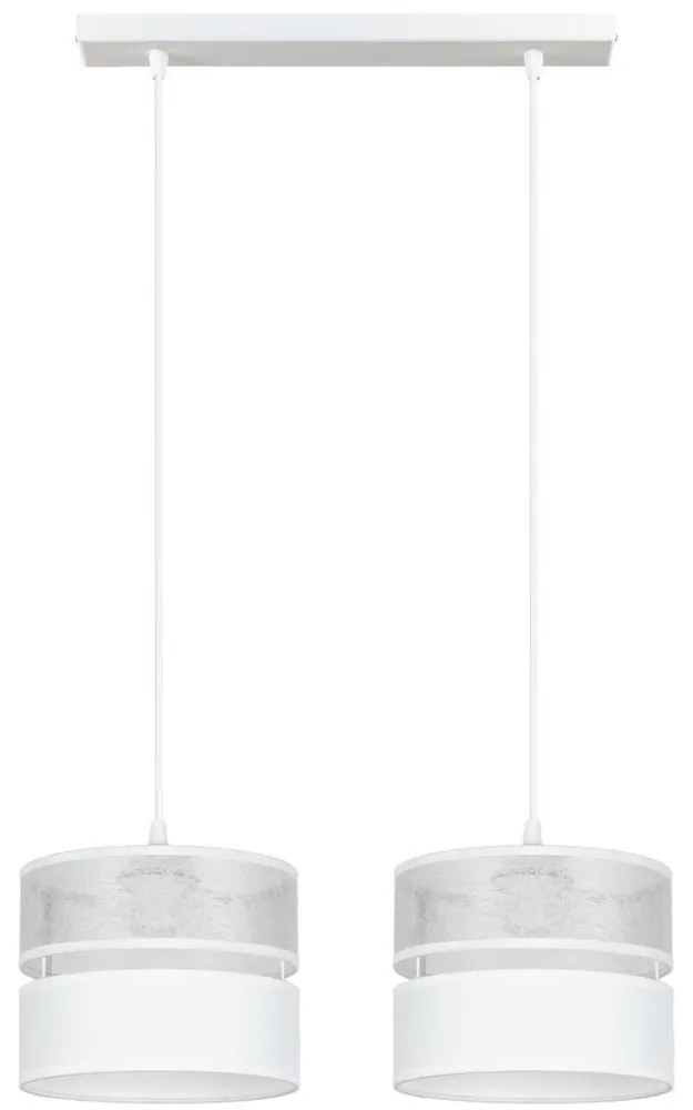 Csillár zsinóron LIMA 2xE27/60W/230V ezüst/fehér