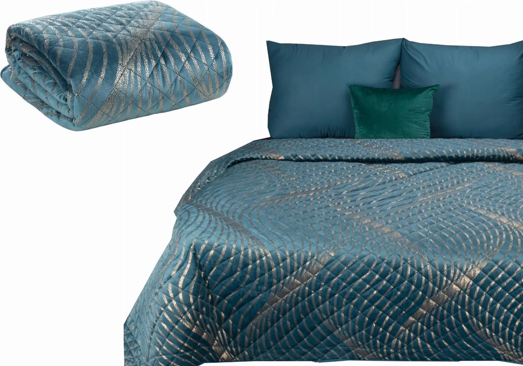 Ágytakaró Eurofirany velúr 230 cm x 260 cm kék