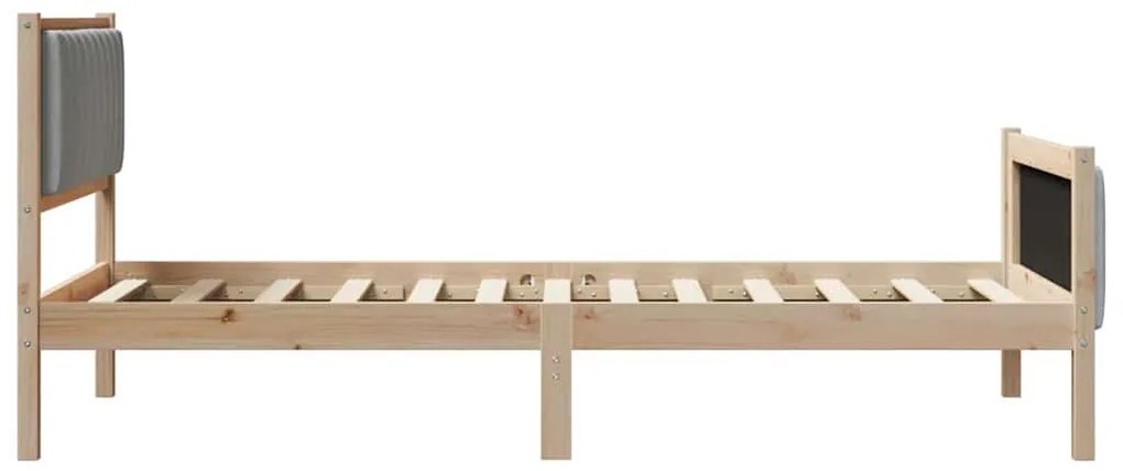 Ágykeret Barna és világosszürke 100 x 200 cm Tömör fenyőfa