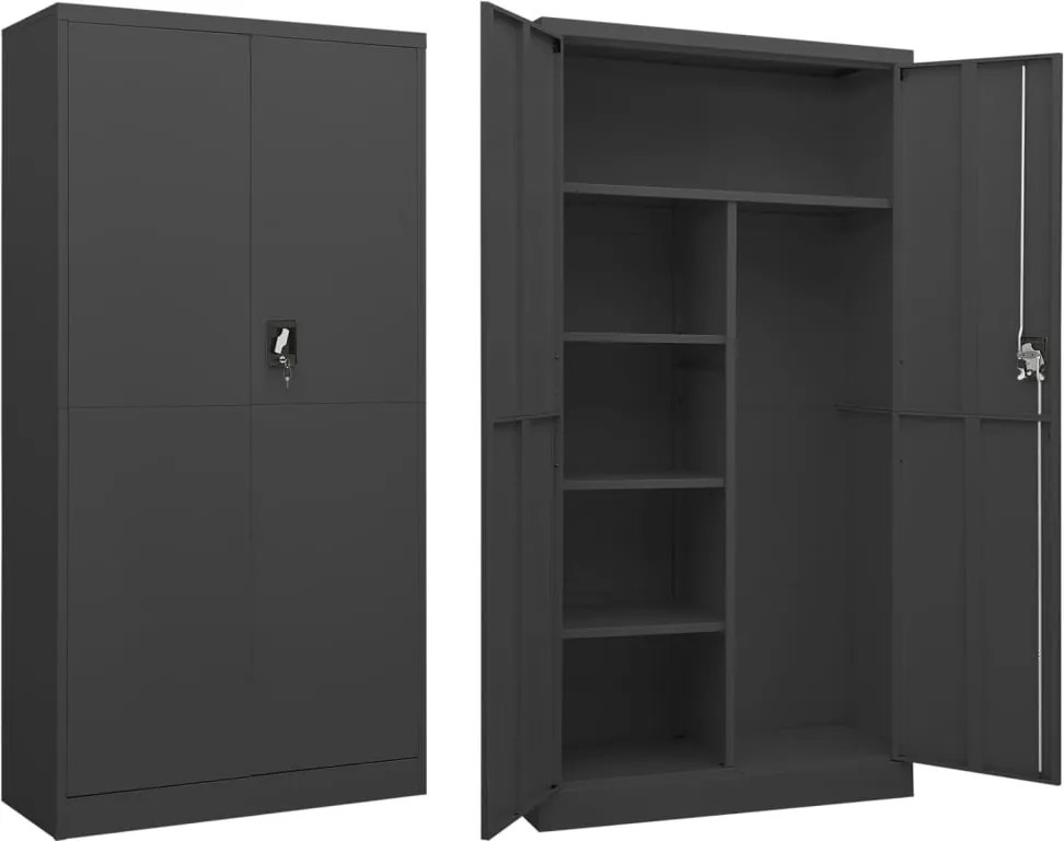 vidaXL antracitszürke acél zárható szekrény 90 x 40 x 180 cm