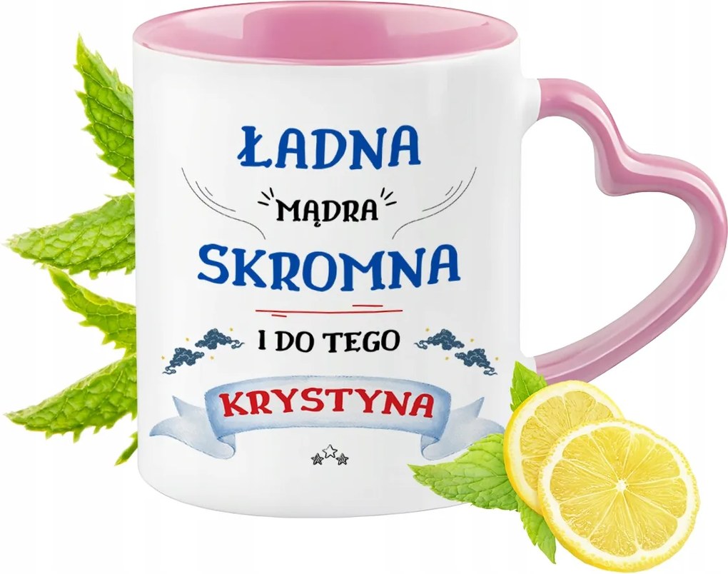 Krisztina bögre rózsaszín, szív alakú füllel Kávés Ajándék